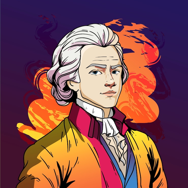 Vector gratuito ilustración de mozart dibujada a mano
