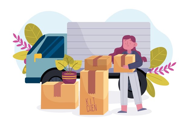 Ilustración de mudanza de casa