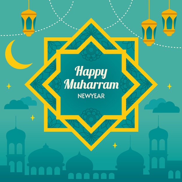 Vector gratuito ilustración muharram plana