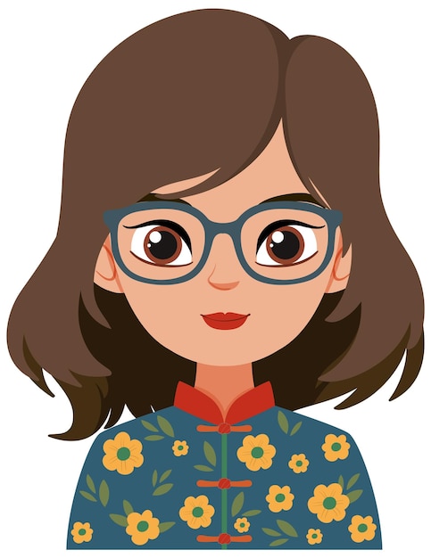 Ilustración de una mujer con un disfraz floral