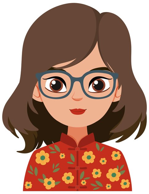 Ilustración de una mujer con un disfraz floral