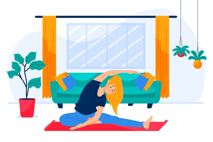 Vector gratuito ilustración de mujer entrenando solo en casa