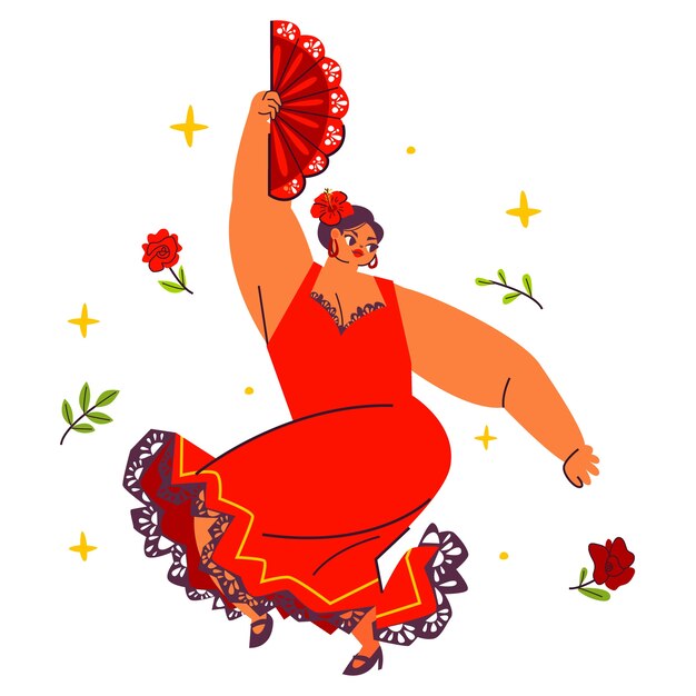Ilustración de mujer flamenca dibujada a mano