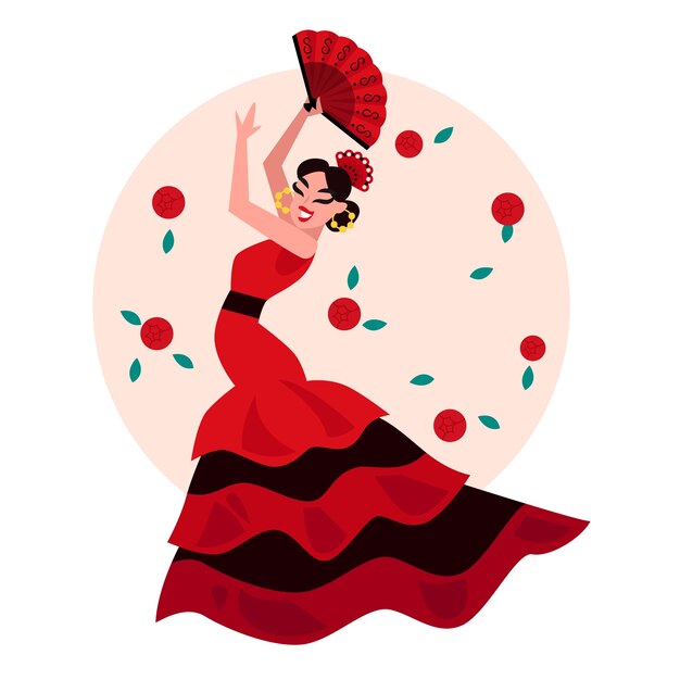 Ilustración de mujer flamenca dibujada a mano