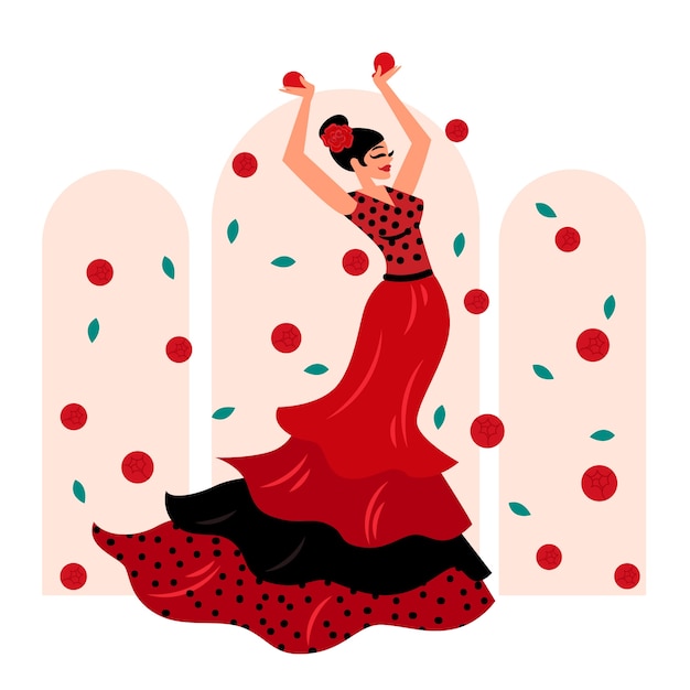 Ilustración de mujer flamenca dibujada a mano