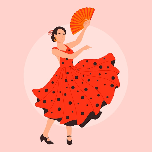 Ilustración de mujer flamenca dibujada a mano