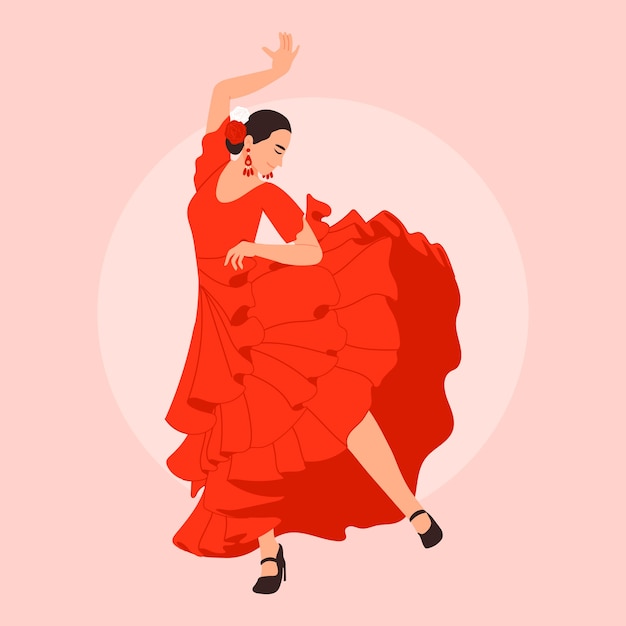 Ilustración de mujer flamenca dibujada a mano