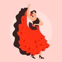 Vector gratuito ilustración de mujer flamenca dibujada a mano