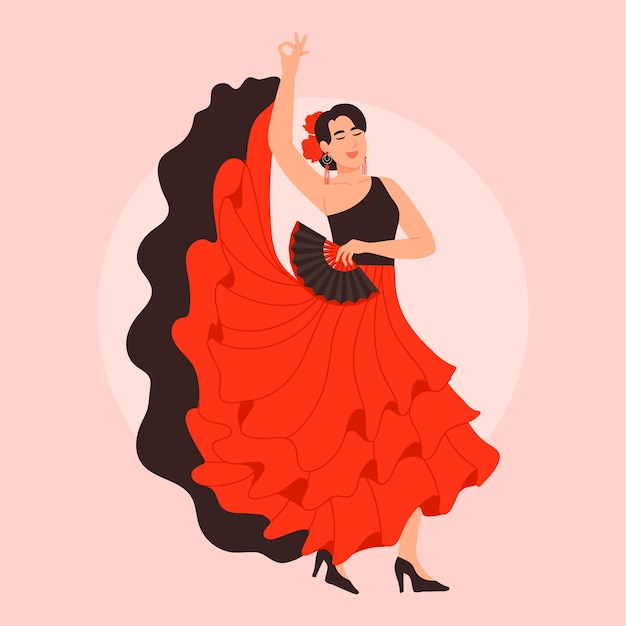 Ilustración de mujer flamenca dibujada a mano