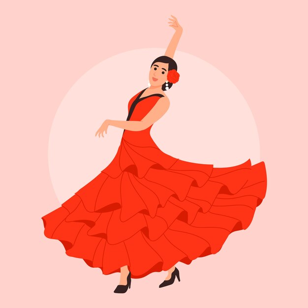 Ilustración de mujer flamenca dibujada a mano