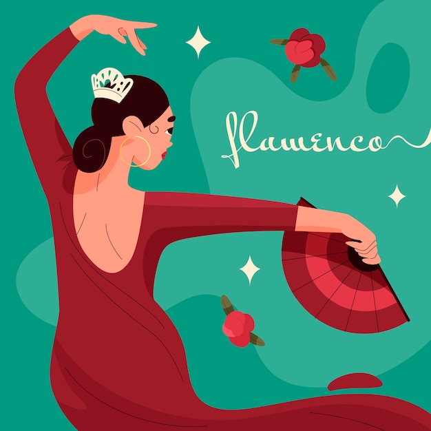 Ilustración de mujer flamenca dibujada a mano