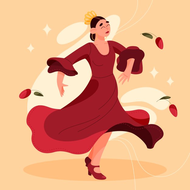 Ilustración de mujer flamenca dibujada a mano