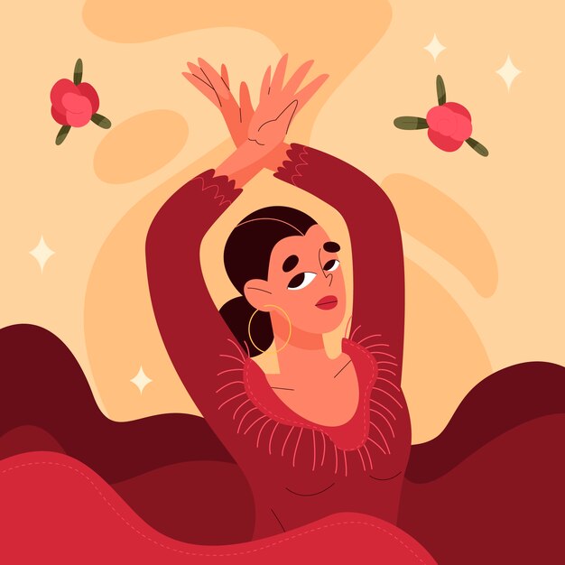 Ilustración de mujer flamenca dibujada a mano