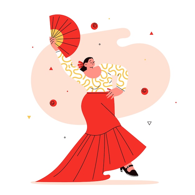 Ilustración de mujer flamenca dibujada a mano