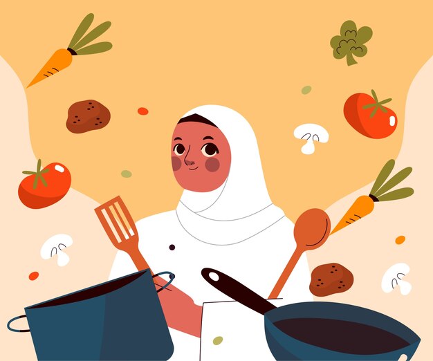 Ilustración de mujer iraní dibujada a mano