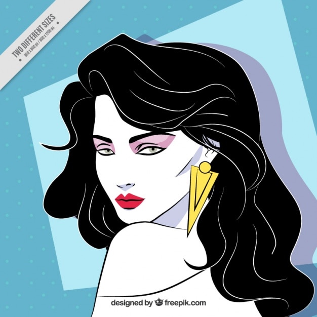 Vector gratuito ilustración de mujer morena ochentera