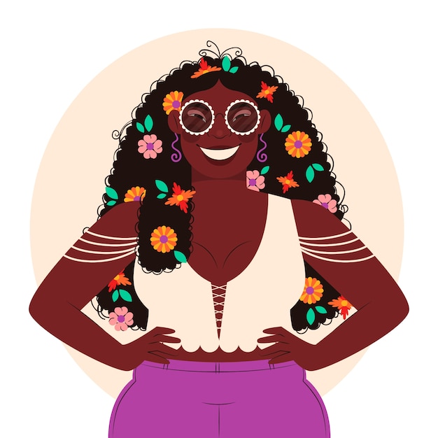 Ilustración de mujer negra dibujada a mano