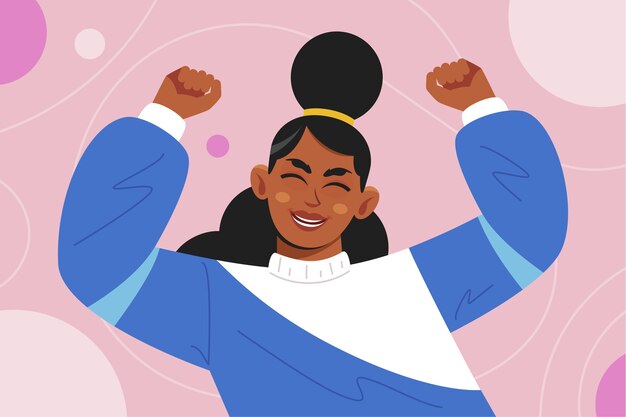 Ilustración de mujer negra feliz dibujada a mano