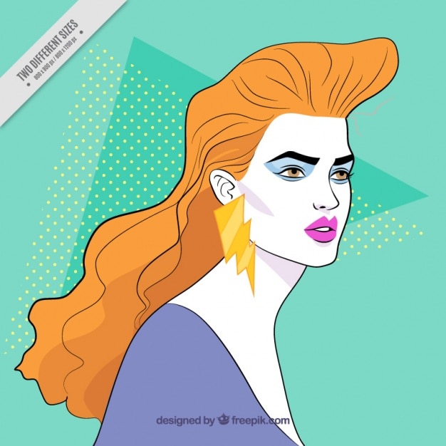 Vector gratuito ilustración de mujer ochentera con pelo largo