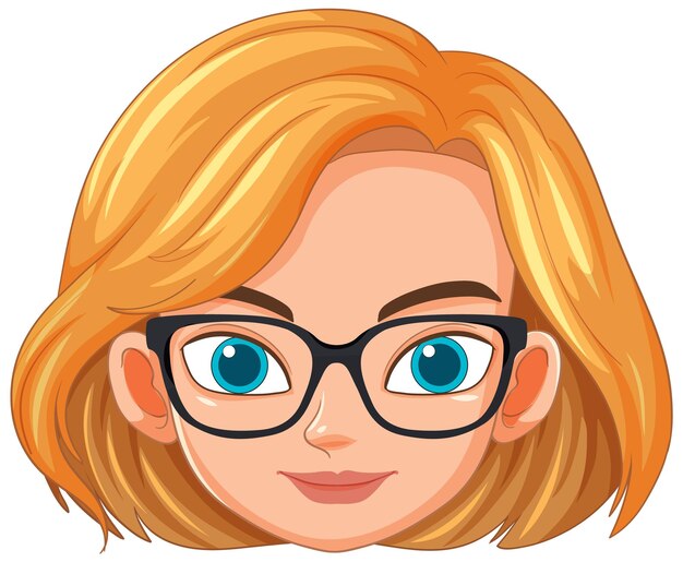 Ilustración de la mujer sonriente con gafas