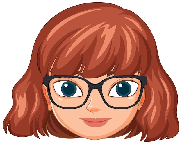 Ilustración de la mujer sonriente con gafas