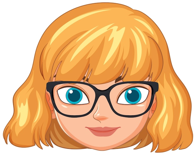 Ilustración de la mujer sonriente con gafas