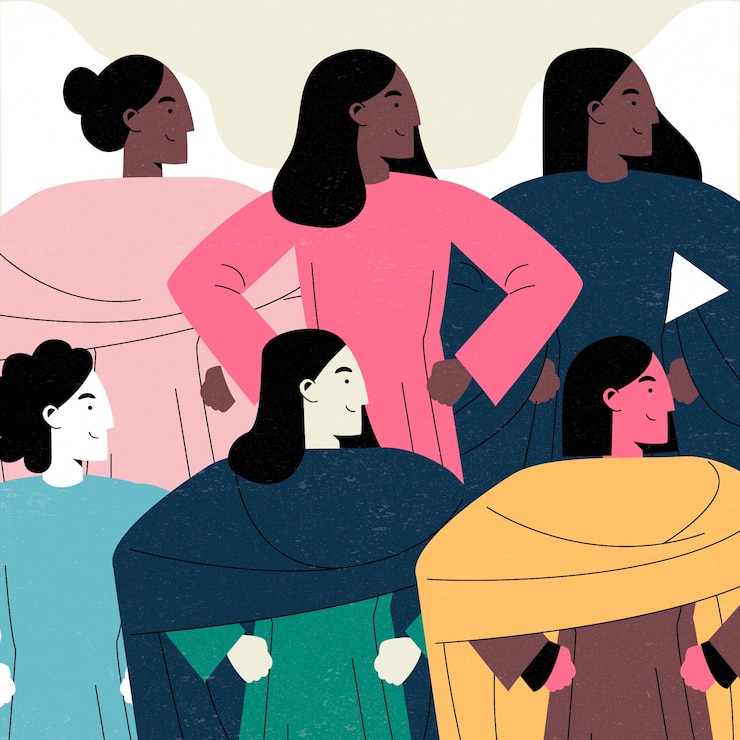 Vector gratuito ilustración de mujeres iraníes dibujadas a mano