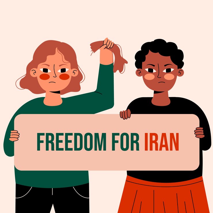 Vector gratuito ilustración de mujeres iraníes dibujadas a mano