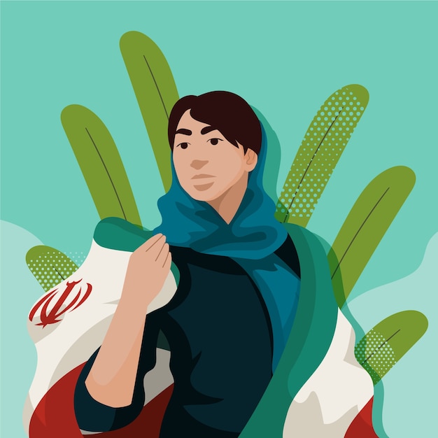 Vector gratuito ilustración de mujeres iraníes dibujadas a mano