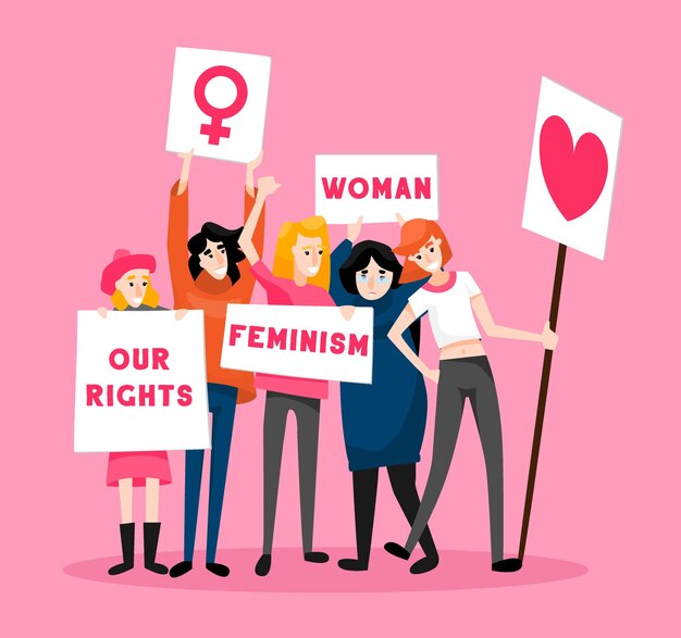 Ilustración de mujeres protestando