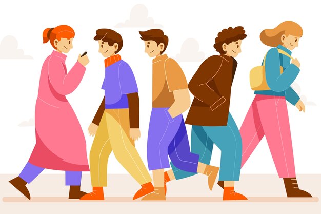 Ilustración de multitud de personas de diseño plano