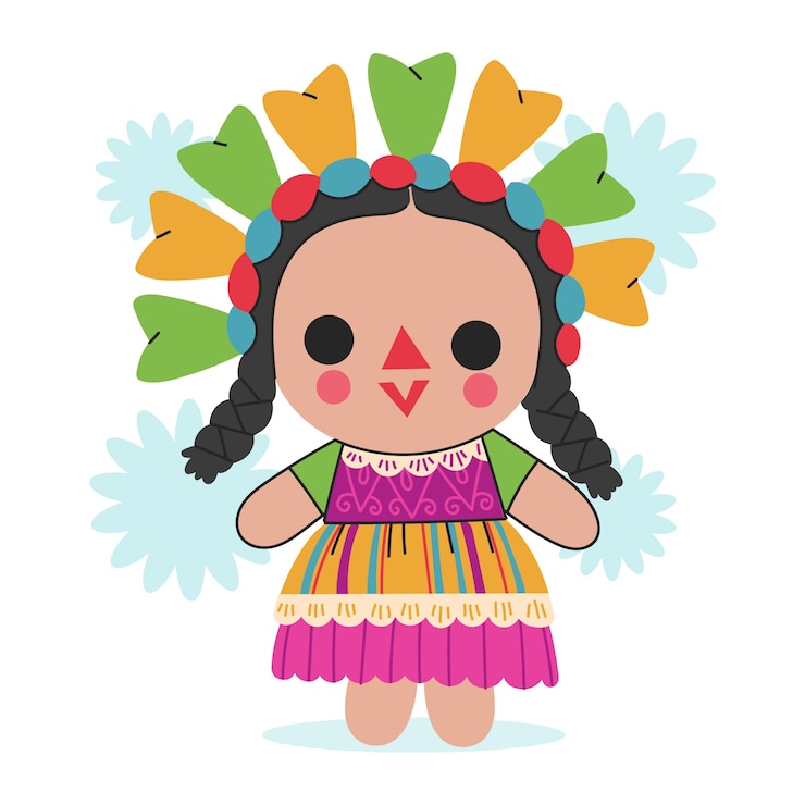 Vector gratuito ilustración de muñeca mexicana dibujada a mano