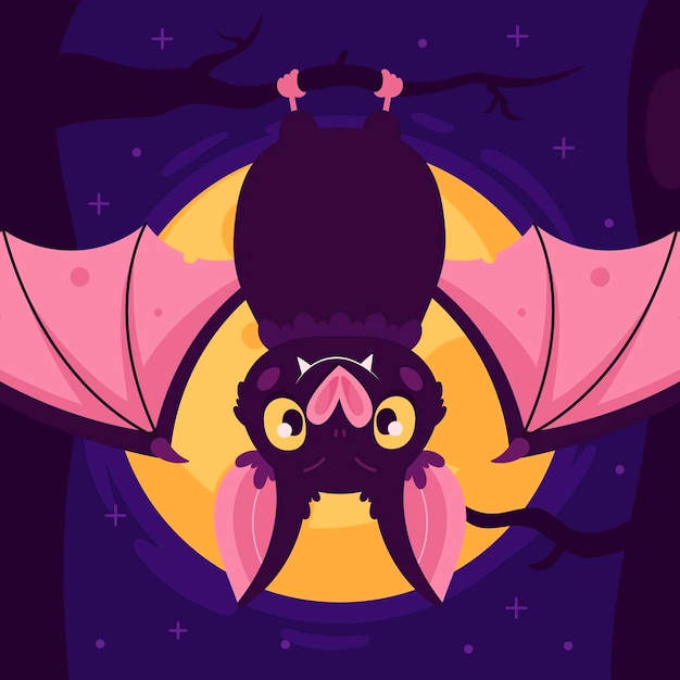 Vector gratuito ilustración de murciélago de halloween plana