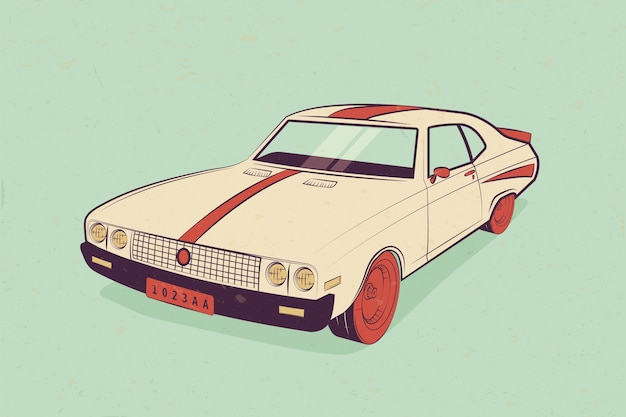 Ilustración de muscle car clásico plano