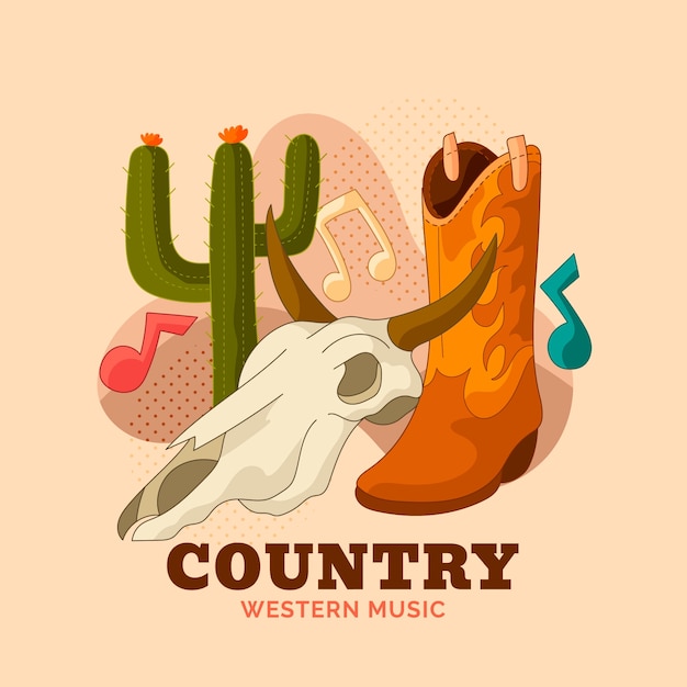 Vector gratuito ilustración de música country dibujada a mano