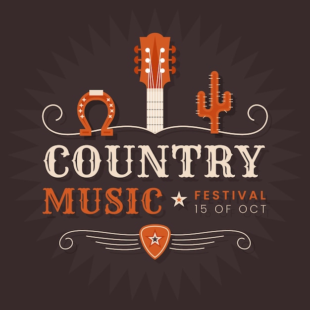 Vector gratuito ilustración de música country de diseño plano