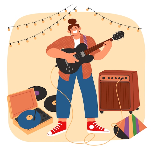 Ilustración de música indie dibujada a mano