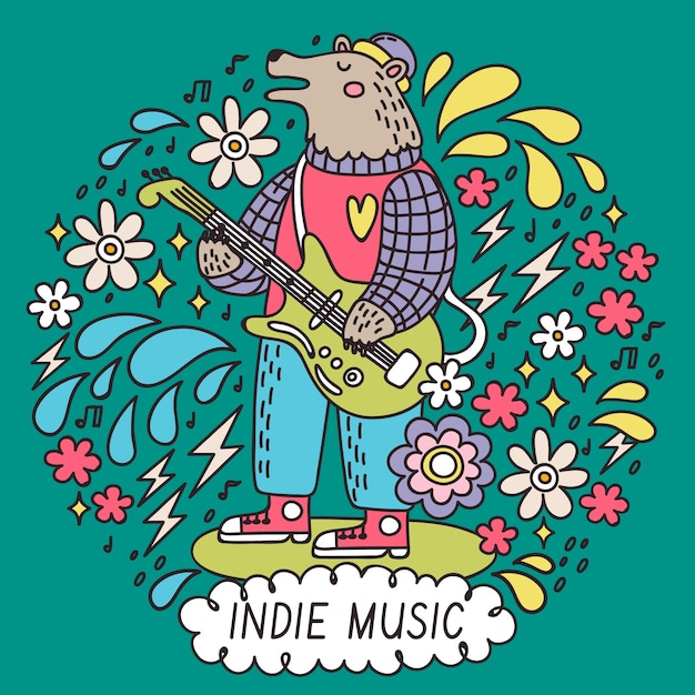 Vector gratuito ilustración de música indie dibujada a mano