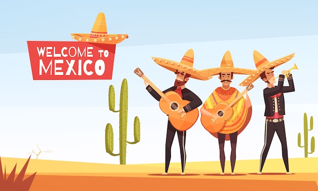 Ilustración de músicos mexicanos