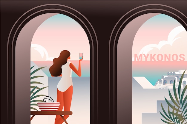 Vector gratuito ilustración de mykonos degradado