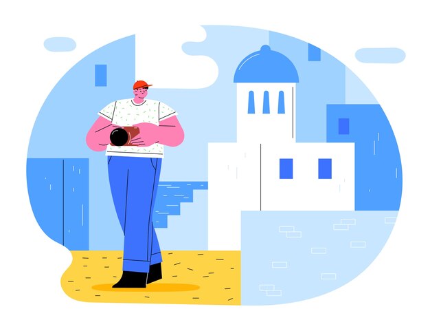 Ilustración de mykonos de diseño plano