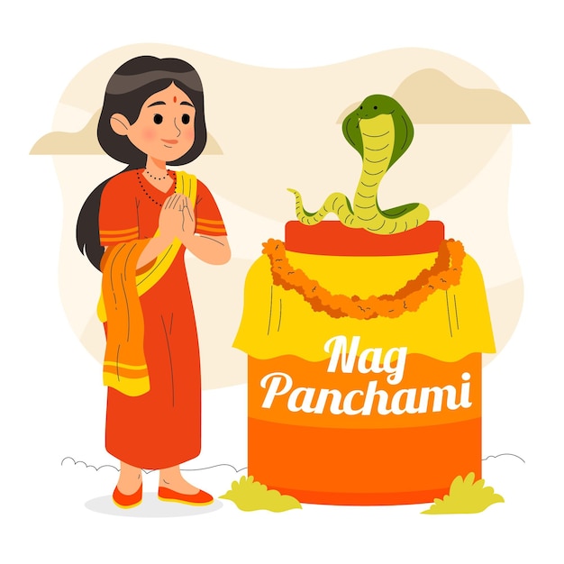 Vector gratuito ilustración de nag panchami