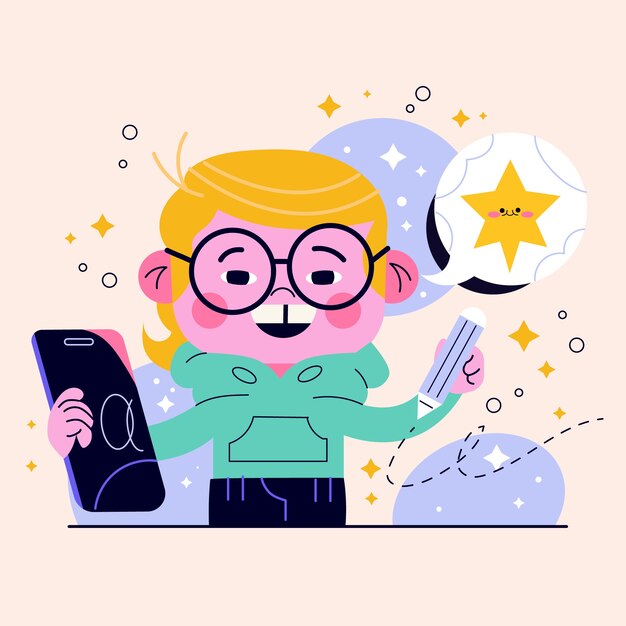 Ilustración de nativos digitales dibujados a mano