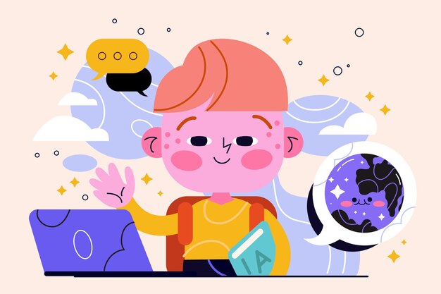 Ilustración de nativos digitales dibujados a mano