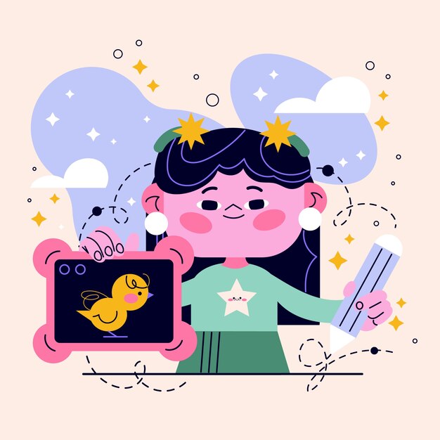 Ilustración de nativos digitales dibujados a mano