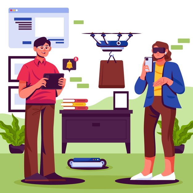 Ilustración de nativos digitales dibujados a mano