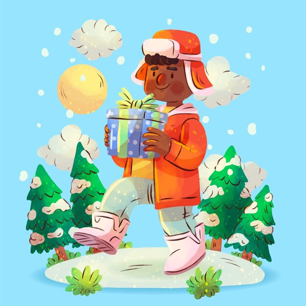Ilustración de navidad acuarela