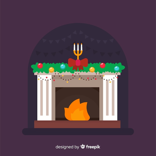 Vector gratuito ilustración navidad chimenea plana