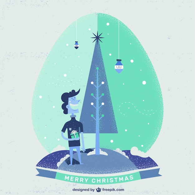 Vector gratuito ilustración de navidad en estilo retro