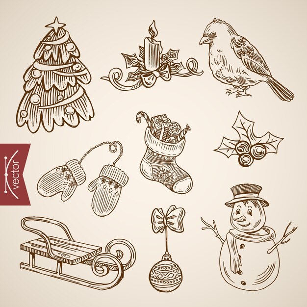 Ilustración de Navidad grabada